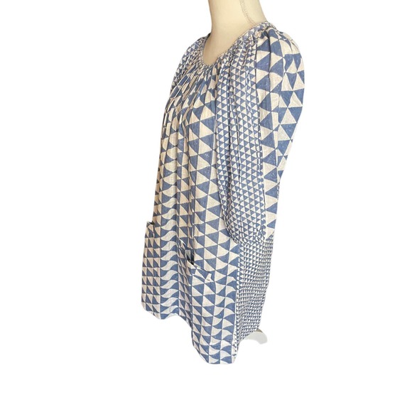 NWT Nymane Womens Block Printed Shift Dress Short Sleeve Pockets Size S Blue - Picture 4 of 11